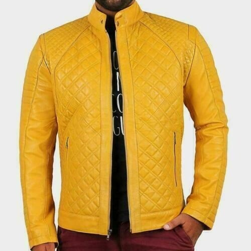Men genuine lambskin yellow - genuine,